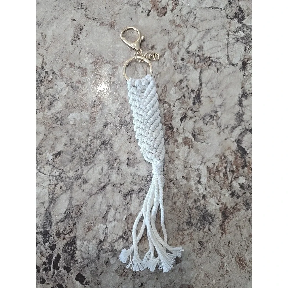 Macrame Keychain - Ivory‎ In Color with Tassel